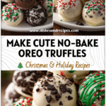 Plate of no-bake Christmas Oreo truffles decorated with sprinkles, perfect as cute holiday treats.